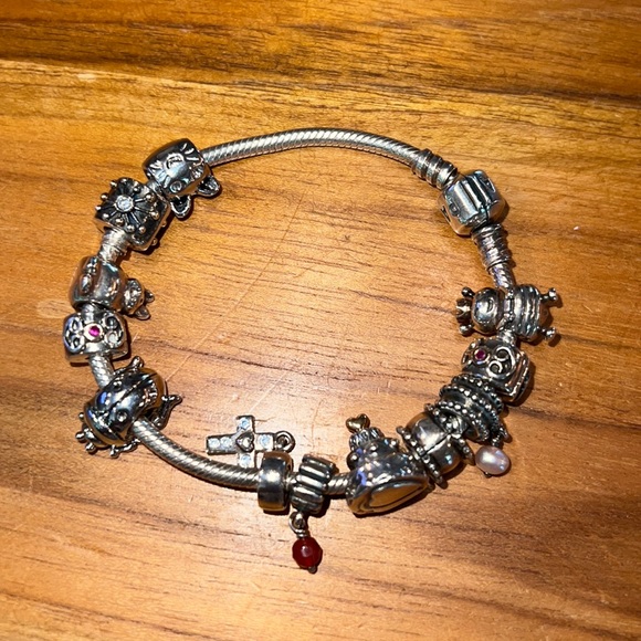Pandora Sterling Silver Bracelet with Charms - Picture 1 of 12
